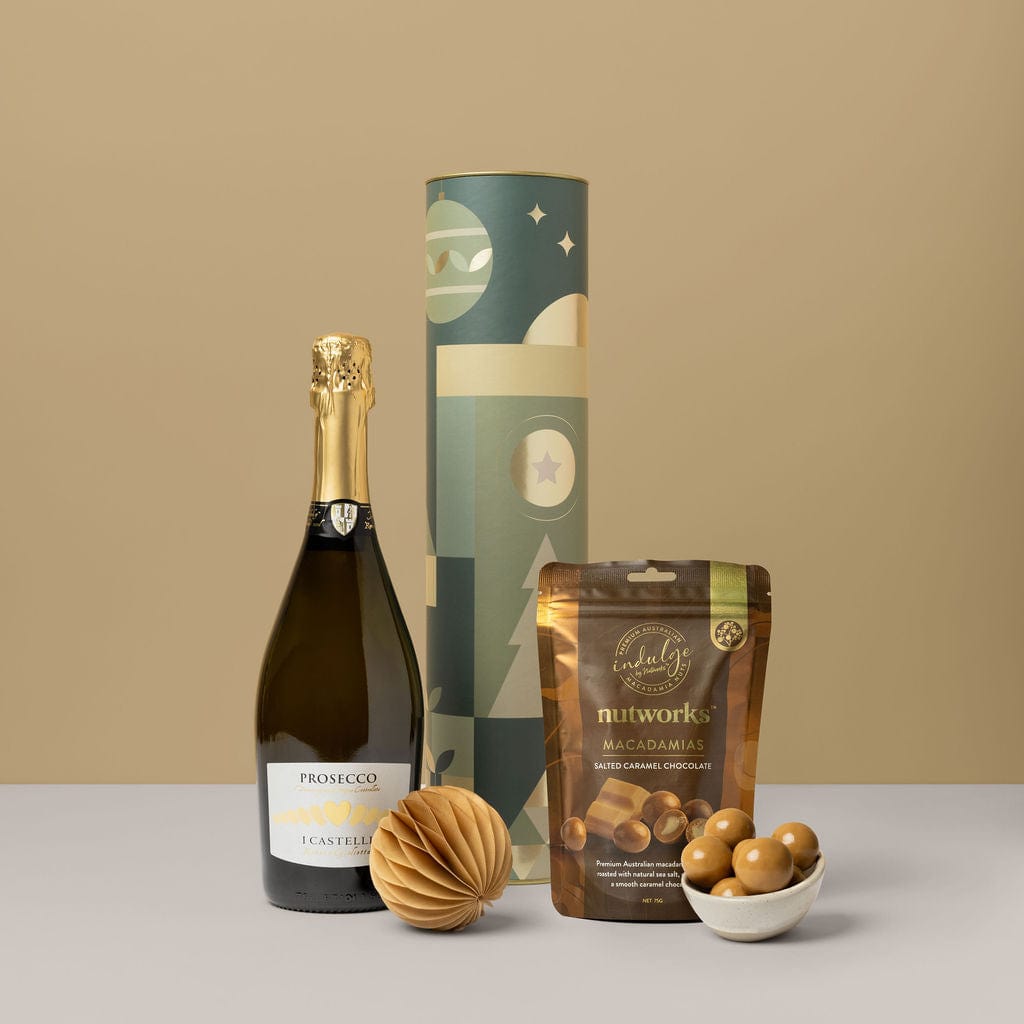 Custom holiday gift hampers - Pop The Prosecco, a festive and sparkling holiday gift for clients