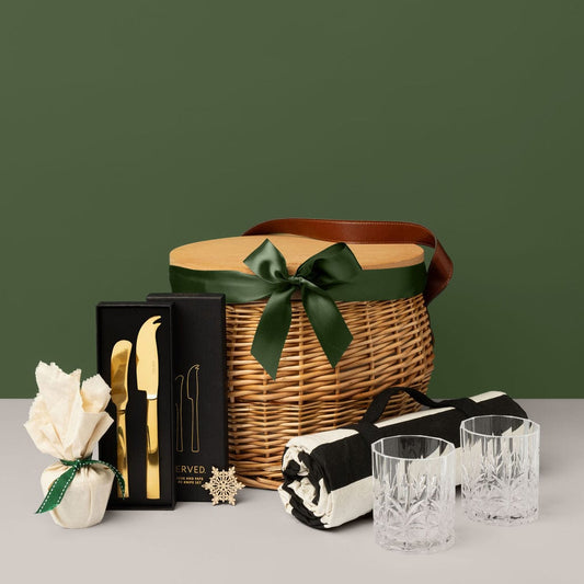 Branded wicker basket corporate hamper - The Picnic Paradise, a festive gift for outdoor enthusiasts