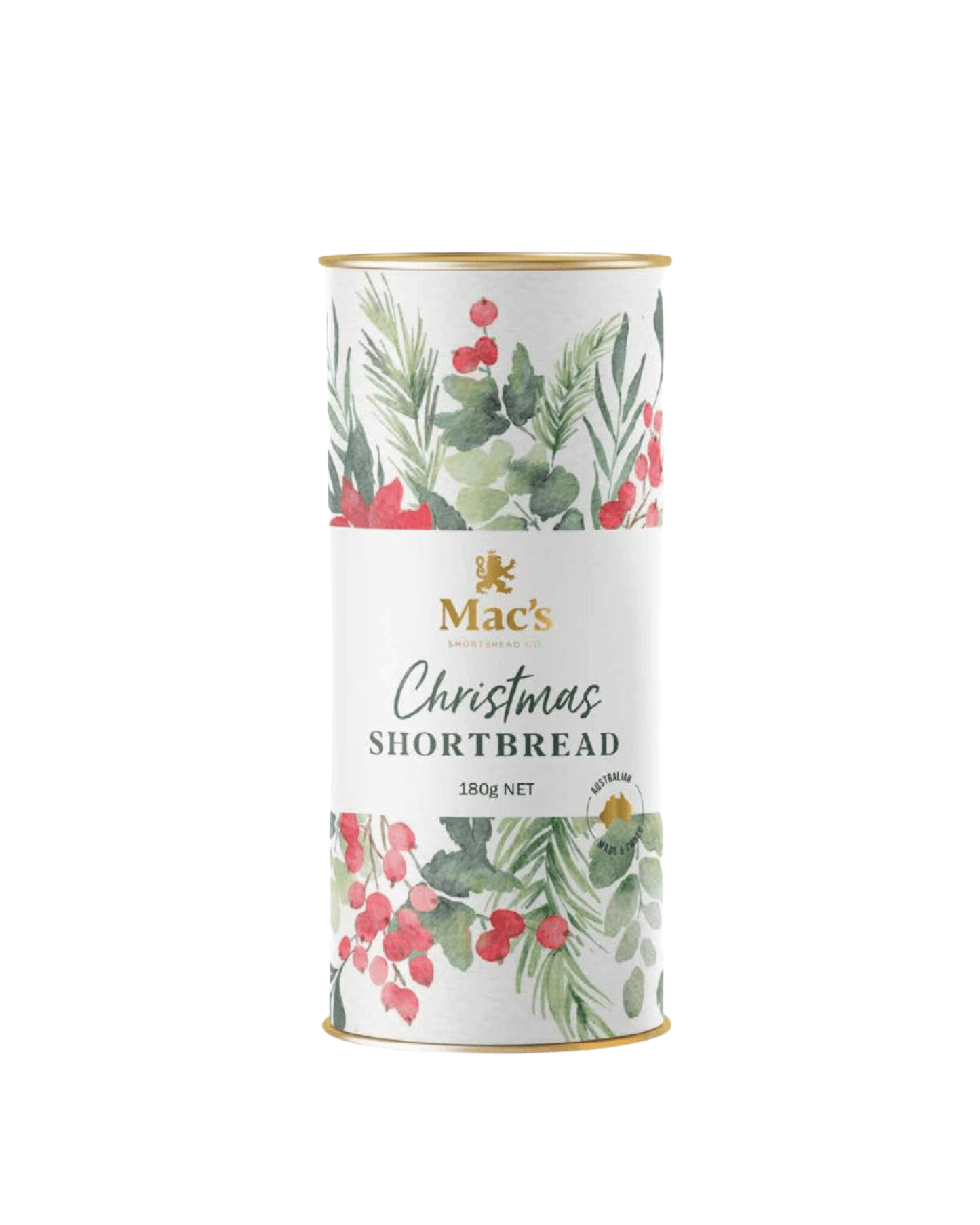 Mac's Shortbread Co Botanical Christmas Shortbread Tube 180g