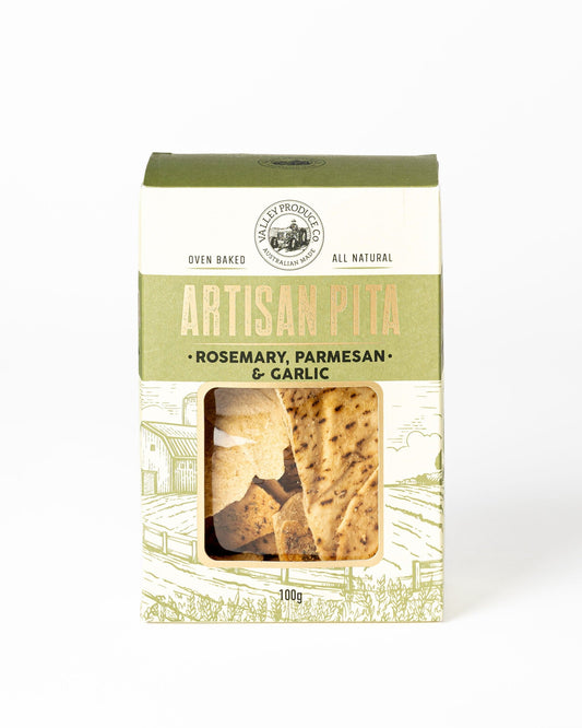 Valley Produce Artisan Pita - Rosemary, Parmesan & Garlic 100g