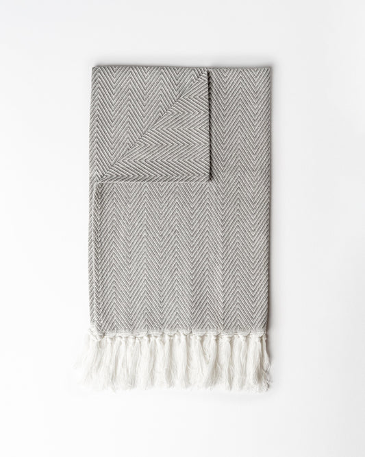 Grey Striped Hand Towel