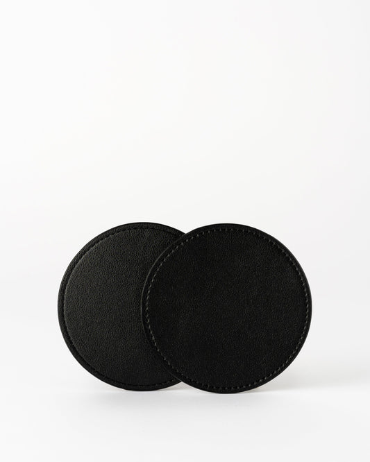 COASTERS Round Leather Look Set - 2pcs